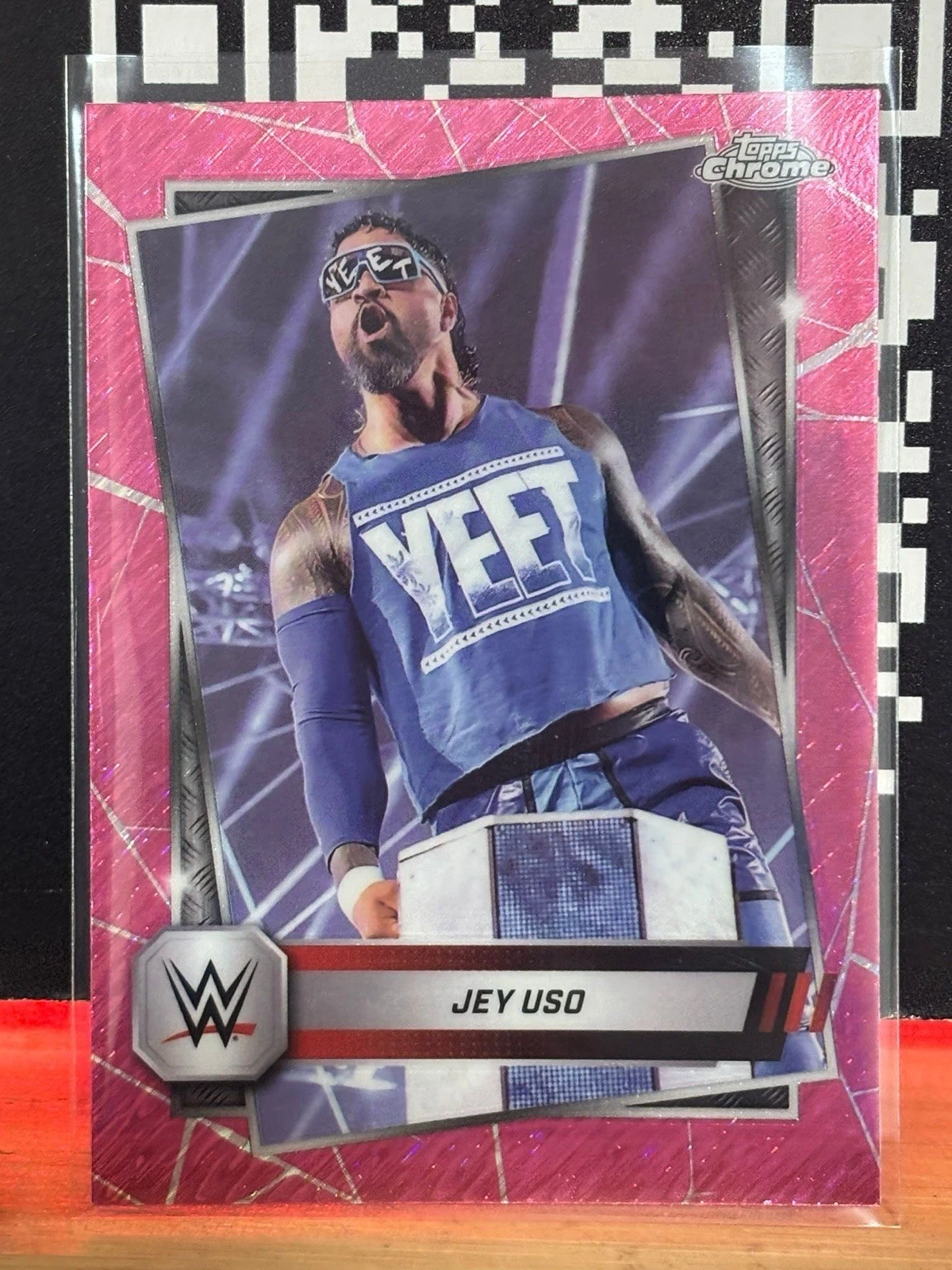 2025 WWE Topps Chrome 'Jey Uso' Pink Shimmer #106