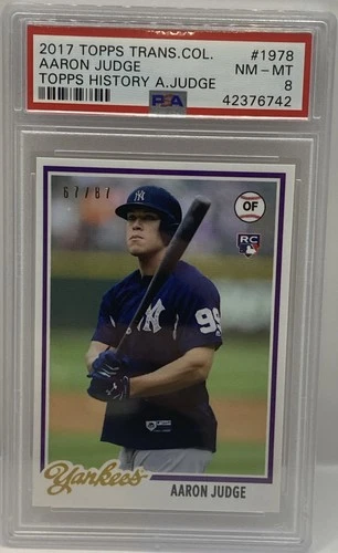 2017 Topps Transcendent History #1978 Aaron Judge Yankees RC Rookie #/87 PSA 8