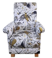 Emma Shipley Audubon Gold Fabric Adult Armchair Chair Birds Gothic Animals Small