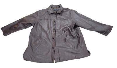 Vintage Leather Elements Jacket Womens Plus Size 3x Brown Winter Cold Coat 81893