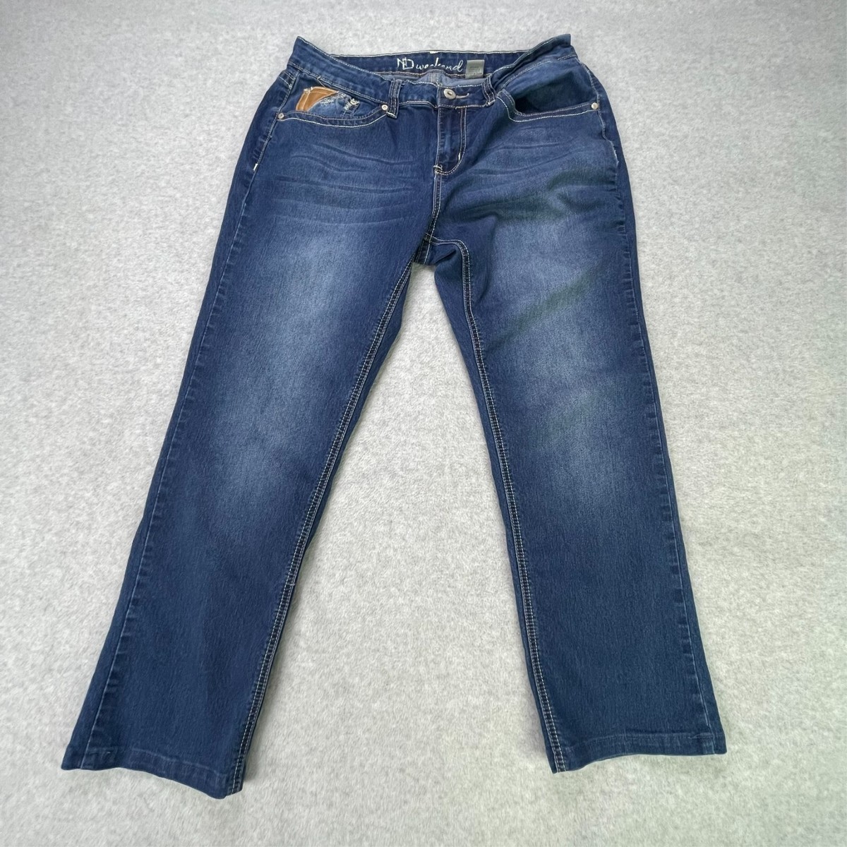 ND Weekend Jeans Women Sz 14 Blue Patch Work Embroidered