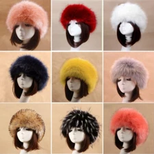 Lady Faux Fur Cap Hat Plush Empty Top Fluffy Russian Cossack Warm Beanie Winter