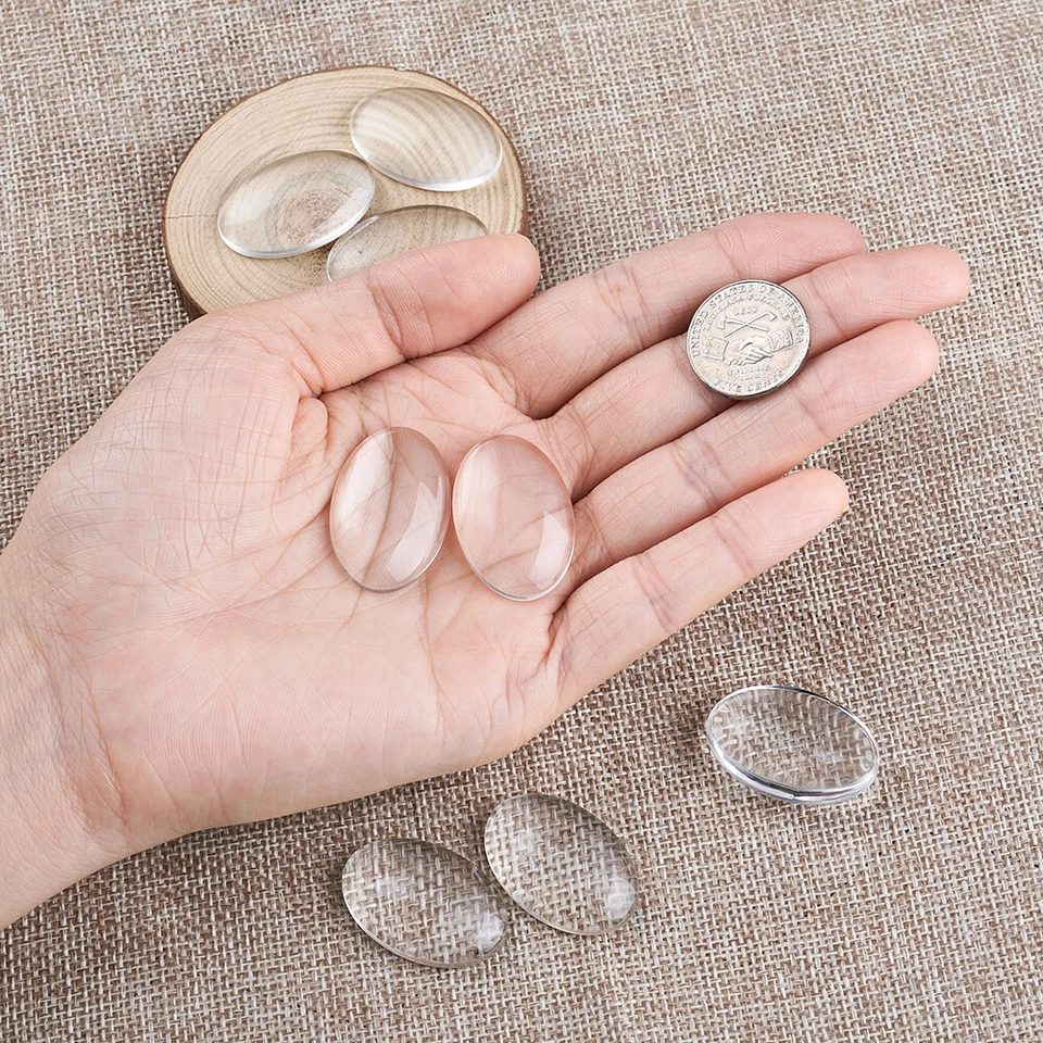 Cabochões de vidro ovais transparentes 100/200 capas de vidro para configuração faça você mesmo escolha tamanhos - Imagem 2 de 4