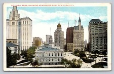 Postcard New York City Newspaper Row City Hall Park White Border Unposted  F238
