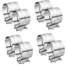 8PCS 5 inch Lap Joint Exhaust Band Clamp Muffler Sleeve Coupler Stainless Steel