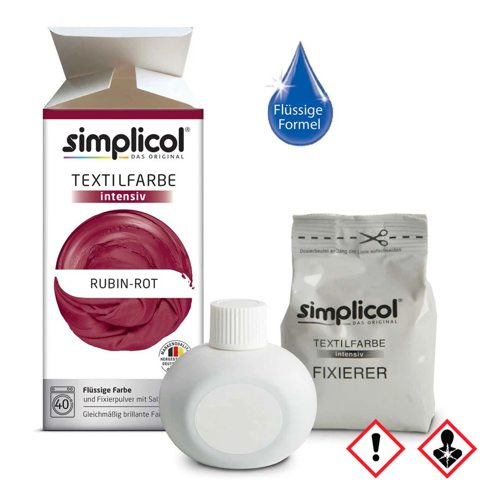 TEXTILFARBE Simplicol Pittura Tessile Intensa Tutto in 1 Liquido in Rosso Rubino