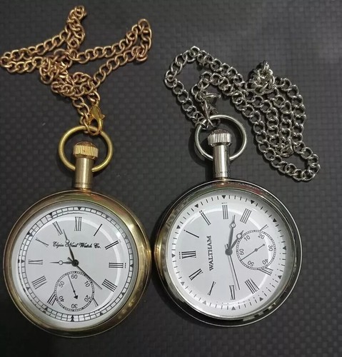 Lot of 2 Watch elgin vintage pocket Collectible Antique Brass Pocket Watch GIFT - Picture 5 of 6