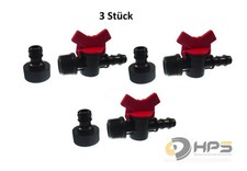 3 x PVC Absperrhahn 3/4 AG  1/2Tülle für Perlschlauch3 x + 3/4" Hahnanschluss