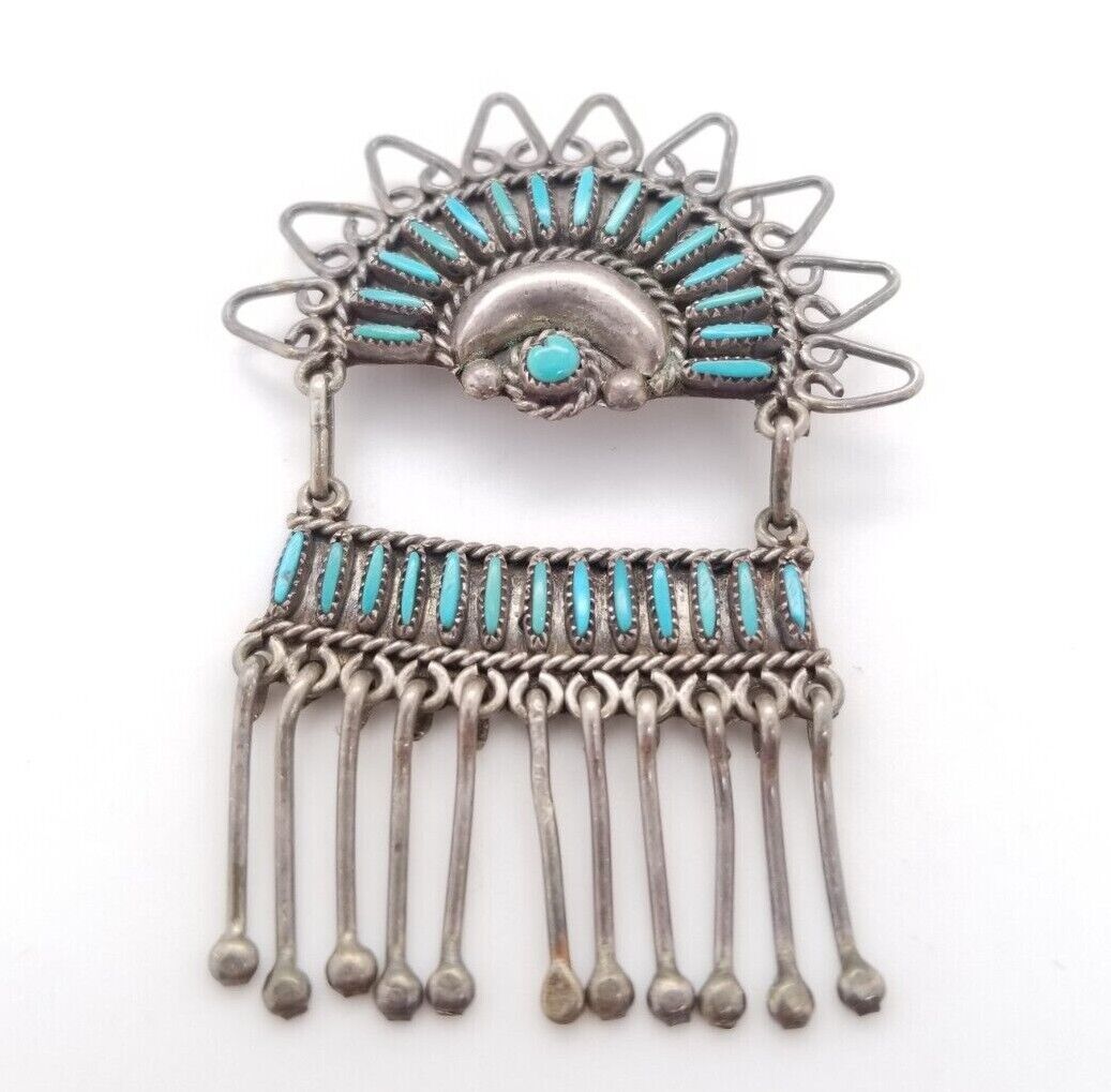 アクセサリー antique vintage old silver mexico indian Vintage S N Sanchez Zuni New Mexico Pin/Pendant 8.5g