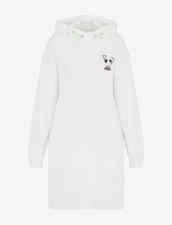$130.00 ARMANI EXCHANGE RECYCLED-COTTON SWEATSHIRT DRESS-WHITE-S.