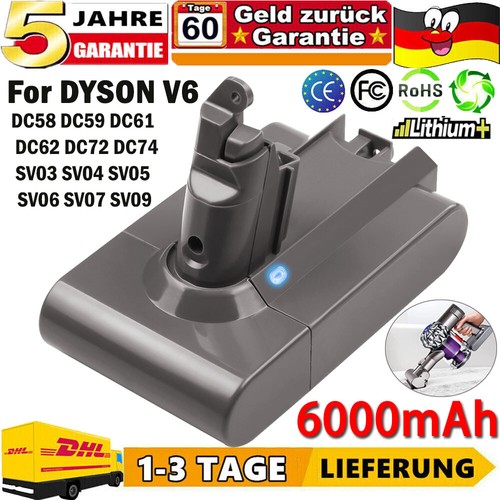 6000mAh Für Dyson V6 Ersatzakku DC52 DC62 SV03 SV09 DC74 DC61 DC58 DC59 Animal - Bild 1 von 12