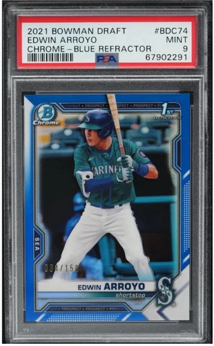 2021 Bowman Chrome Edwin Arroyo Blue Refractor /150 PSA 9 MINT Rookie Card RC