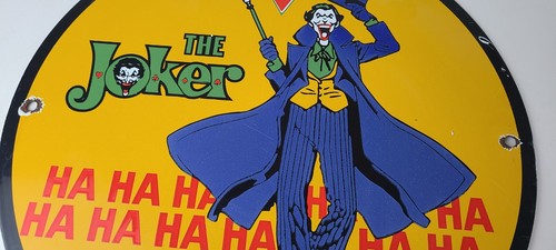 Vintage Conoco Gasoline Porcelain Sign - Joker Batman N-Tane Comic Gas Pump Sign - Picture 3 of 14