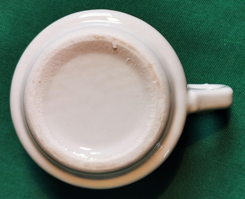 antikes Kaffee Service Keramik / dickes Porzellan Weiß mit Blau 32 Teile - Bild 8 von 12