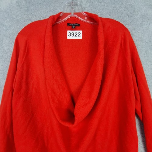 Eileen Fisher Merino Wool Sweater XL Red Cowl Neck Long Sleeve Knit Pullover Top - Picture 13 of 16