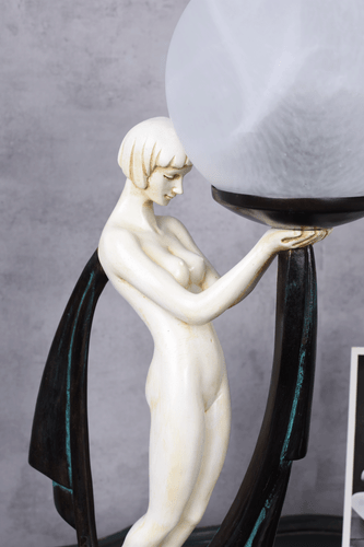 Lampe Kugelschirm Art Deco Tischleuchte Tänzerin Tischlampe Nachttischlampe neu - Picture 3 of 6