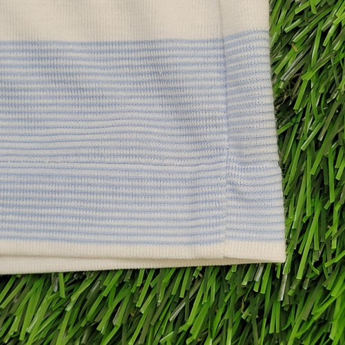 Vintage 90s Knights-Bridge Polo Shirt XL 23x28 Light Blue Yellow White Stripped - Picture 5 of 11