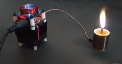 Tesla coil hfsstc electronic candle high frequency plasma flame demo diy