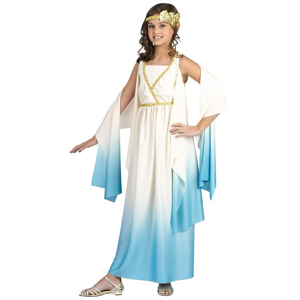 Disfraz de Diosa Griega Infantil Azul Ombre Vestido y Diadema Hoja Talla 12 14 Foto 2 de 2