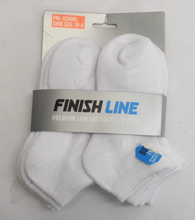 SAOLA Finish Line Premium Calze Basse Bianco Confezione da 6 Suola Ammortizzata Prescolastica 10 4