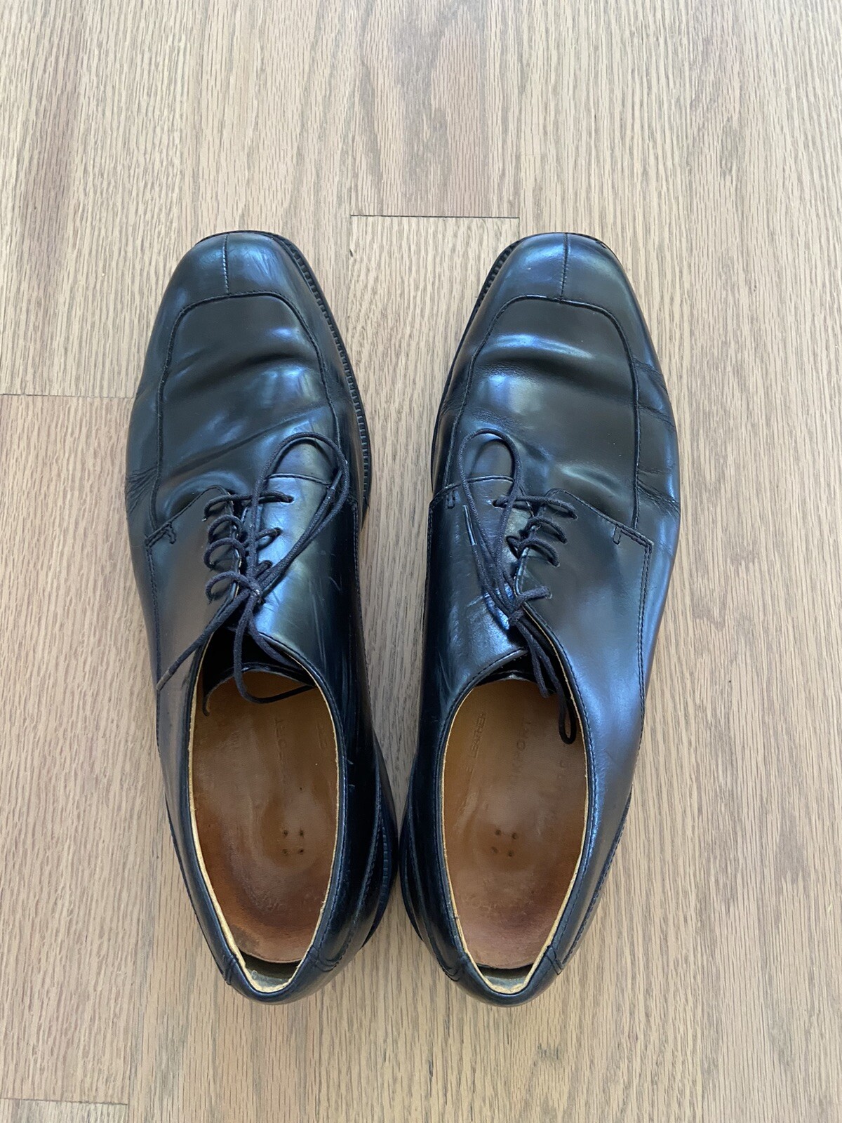 SAOLA ROCKPORT scarpe eleganti grembiule punta Oxford pelle nera uomo taglia 12 usate