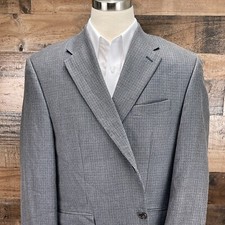 Ralph Lauren Silk Wool Sport Coat Mens 44R Gray Houndstooth Blazer Suit Jacket