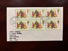 United Kingdom 1978 -Christmas FDC stamp 7p block six Greenock, Renfrewshire