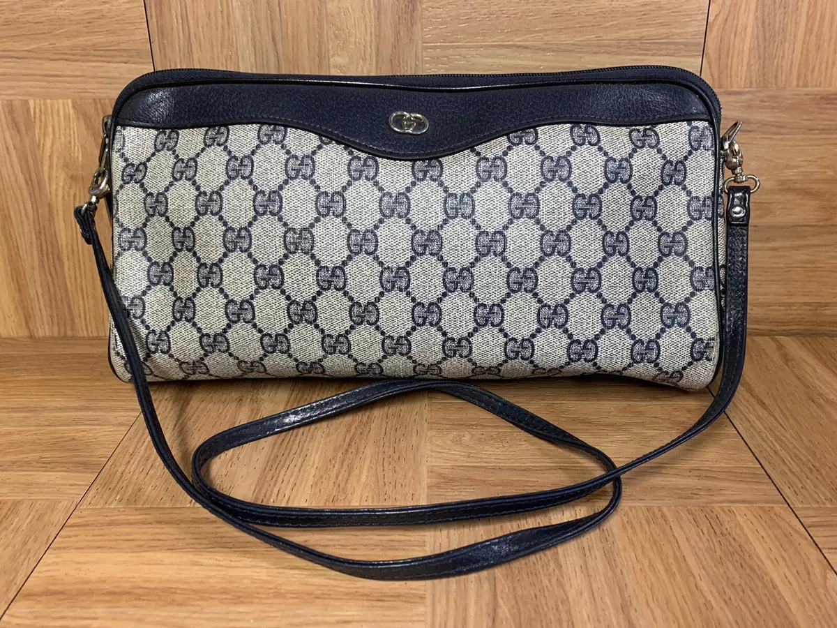 VNTG🔥 Gucci Ophidia Web Stripe GG Supreme Navy Canvas Crossbody Hand Bag  REAL