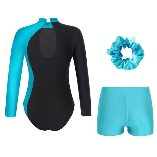Kid Gymnastics Sparkly Leotard Dance Outfit with Hair Scrunchie Athletic Unitard - Picture 18 of 86
