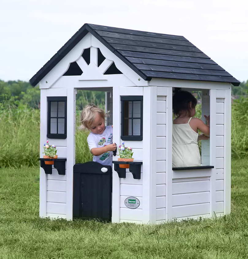 Wooden Kids Playhouse White Outdoor Garden Cottage Farm Wendy Tree