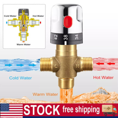 #ad #ad G1 2 Water Heater Thermostat Mixing Valve Hot Cold Temperature Control Mixer $21.69