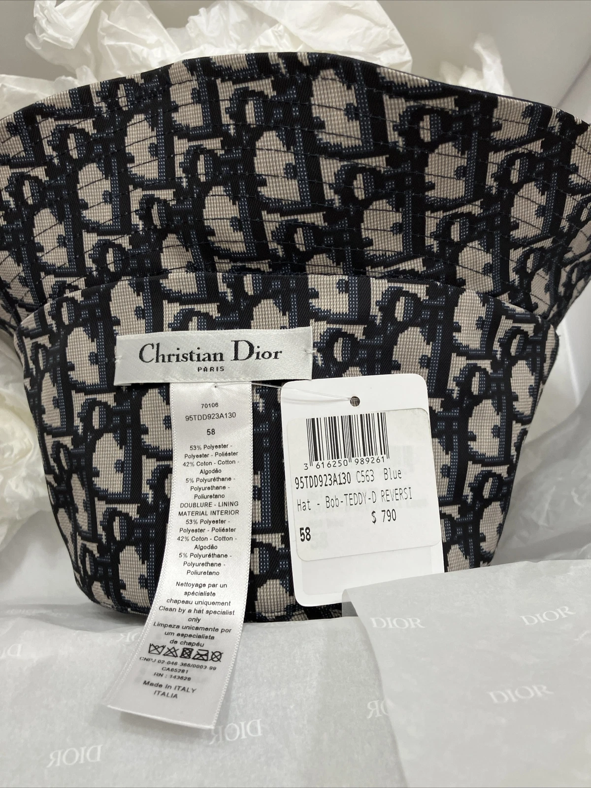 Chapeau seau Dior réversible Teddy D petit bord