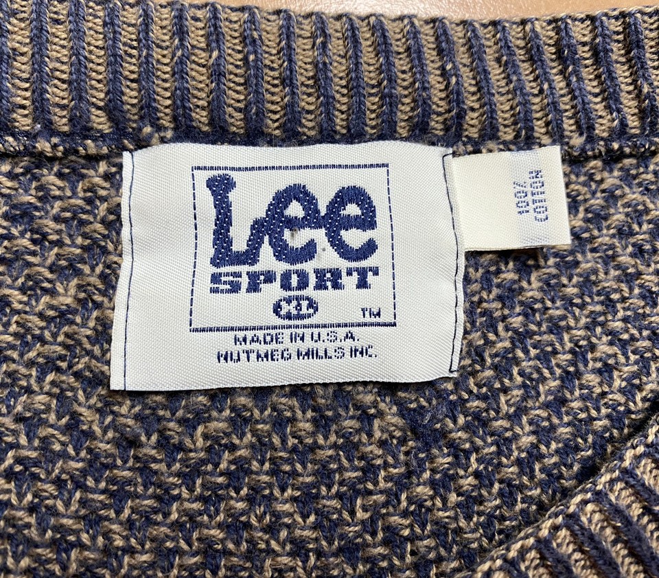 VTG West Virginia WVU Lee Sport Mens Sz XL Cotton Knit Sweater USA Made