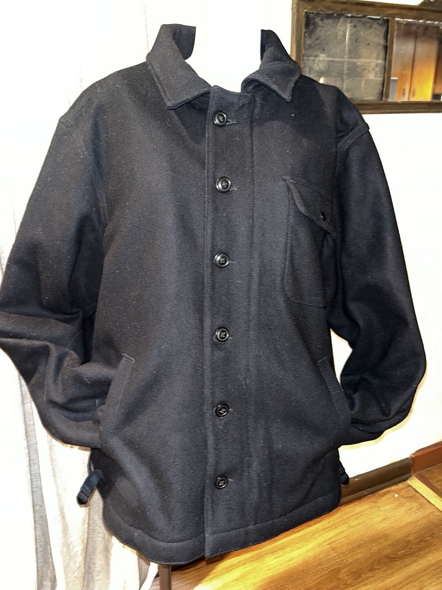 ジャケット・アウター 00s OLD NAVY wool blouson black L Mens XXL Black Wool Blend Jacket Full Zip Button Front