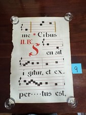 18.5x26.5" MEDIEVAL ANTIPHONARIUM 2 SIDED GREGORIAN CHANT MUSIC SHEET HAND PAINT