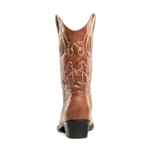 SheSole Womens Mid Calf Boots Winter Fall Wide Calf Flat Low Heel Cowgirl Boots - Picture 18 of 20