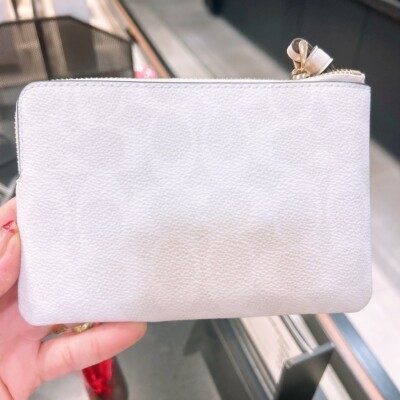 NWT Coach Corner Zip Wristlet In Signature Canvas With Stripe