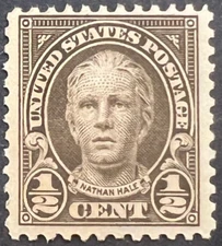 Scott#: 551 - Nathan Hale ½¢ 1925 BEP single stamp MOG F/VF - Lot 10