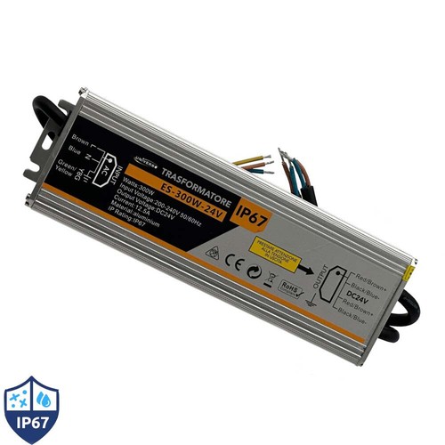Alimentatore stabilizzato metallo DC24v 12,5A 300 watt IP67 trasformatore 220v - Foto 2 di 6