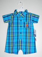 Phat Farm Infant Boys Blue Plaid One-piece Ss 100% Cotton Woven Romper 3-6m 6-9m Phat Farm Infant Boys Blue Plaid One-piece Ss 100% Cotton Woven Romper 3-6m 6-9m
