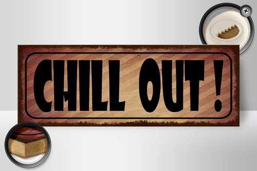 Holzschild Spruch 27x10 cm Chill Out Holz Deko Schild wooden sign - Picture 2 of 5