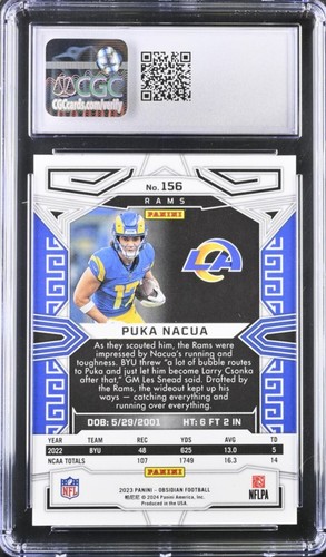 Puka Nacua, 2023 Panini Obsidian Base Rookie Card #156 - Picture 2 of 2