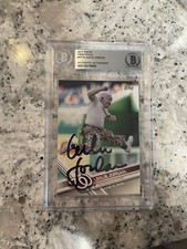 LESLIE JORDAN SIGNED TOPPS 2017 FIRST PITCH TRADING CARD BAS SLAB BECKETT BGS D1