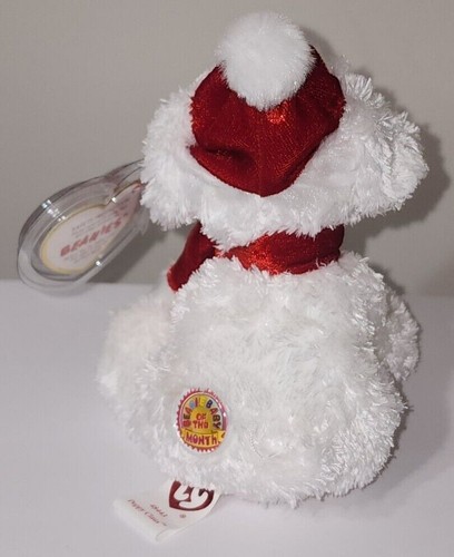 Ty PUPPY CLAUS weißer Weihnachtshund (Dezember 2007 Beanie Baby des Monats) 5 Zoll NEU - Bild 5 von 8