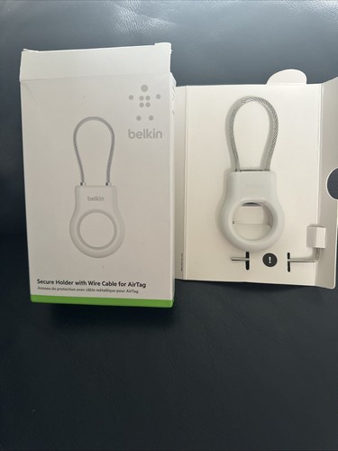 GENUINE APPLE AIRTAG With BELKIN SECURE HOLDER WITH WIRE CABLE CARABINER, WHITE. - Imagen 5 de 9