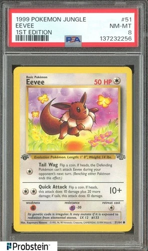 1999 Pokemon Jungle 1st Edition #51 Eevee PSA 8 NM-MT