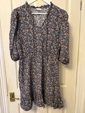 Ladies Papaya Summer Blue & Pink Floral Short Dress Size 14