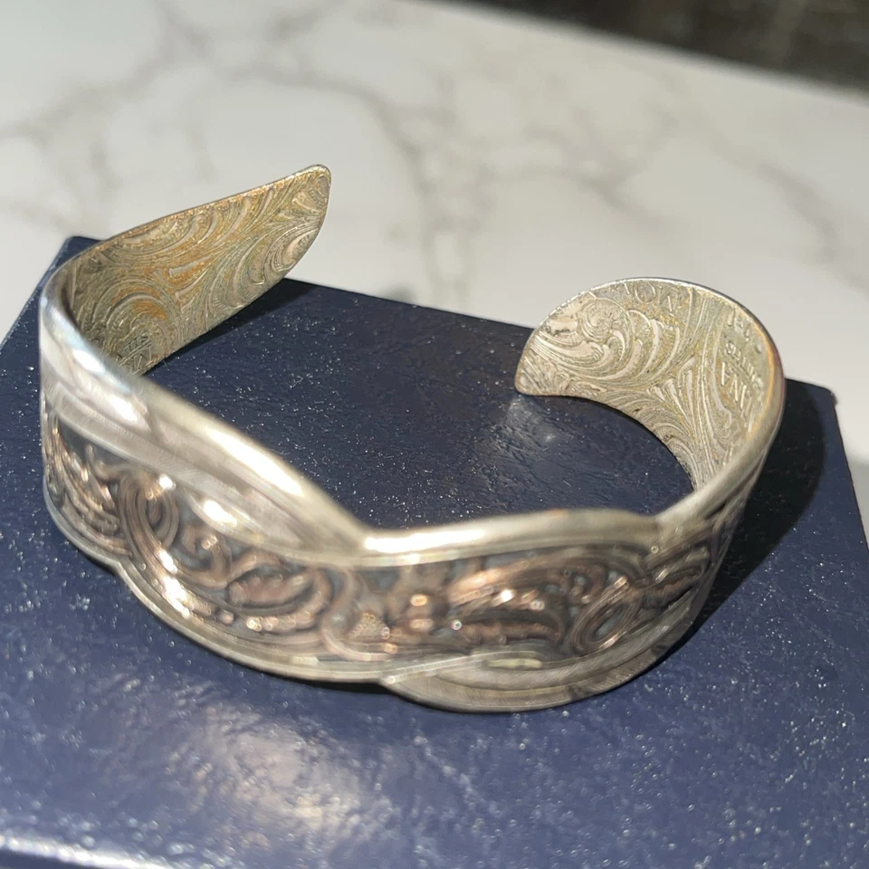 Montana Silversmiths Two Tone Sweeping Leather Cut Cuff Bracelet   - Image 2 of 4