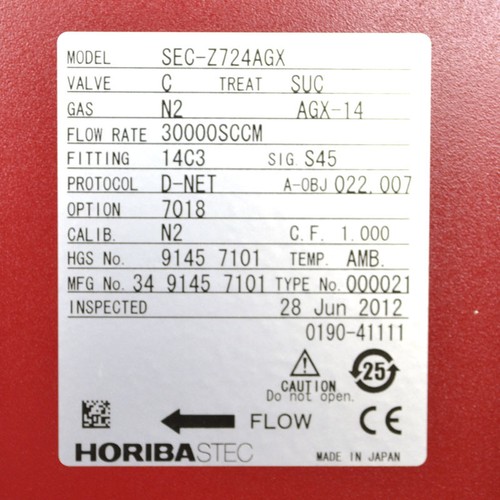 NEU Stec SEC-Z724AGX Massendurchflussregler MFC D-Net C Ventil, N2/3000SCCM + Cert. - Bild 6 von 6