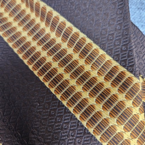 1970's Haband's Necktie Retro Geometric: Brown, Mustard, Rust Colors, Polyester - Picture 5 of 15